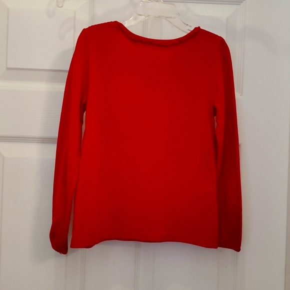Girls 6x Greendog Red Long Sleeve Ruffled Crewneck with Sparkly Hearts - Picture 2 of 3